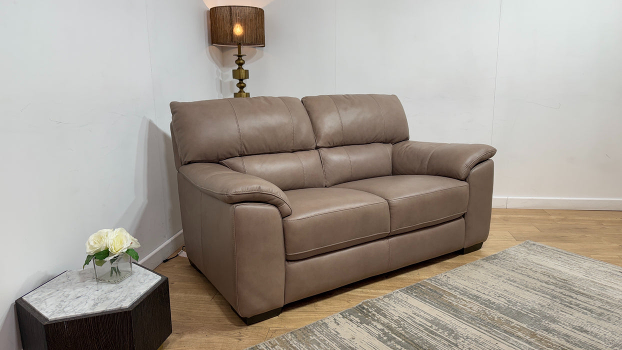 Sofology Santina Leather 2 Seater in Relaxed Soft Stone