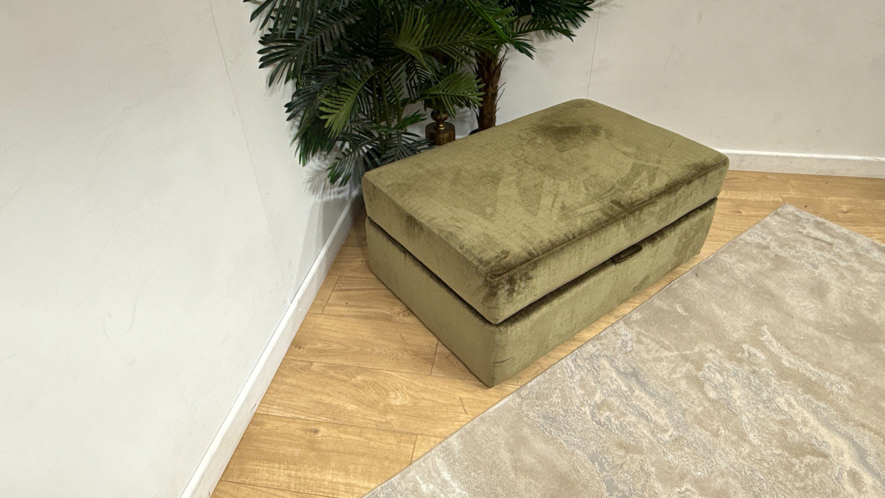 Sofology Regency Fabric Large Storage Footstool in Luxe Chenille Olive
