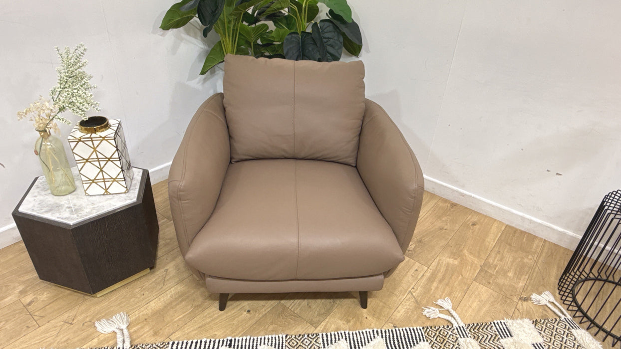 Sofology Adler Leather Chair in Trusty Matt Mushroom