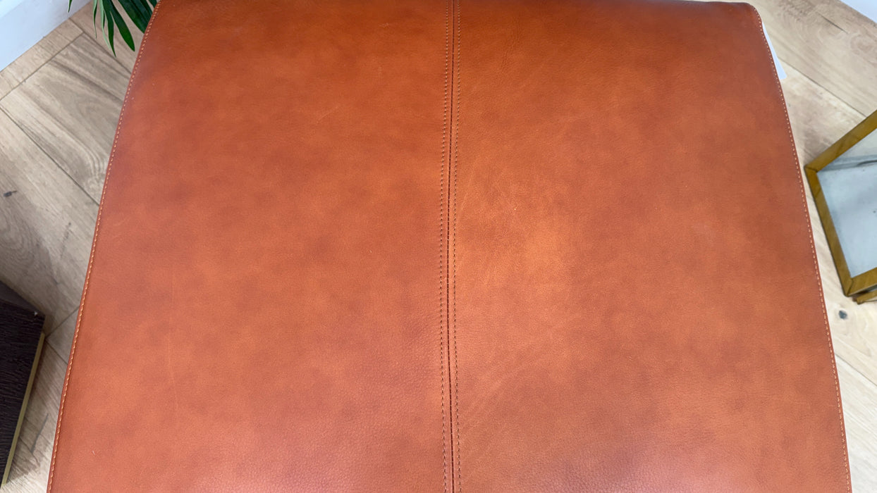 Sofology Adler Leather Storage Footstool in Relaxed Soft Amber