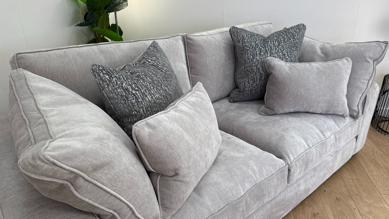 Sofology The Laurent 3 Seater Fabric Sofa in Luxury Deep Pile Chenille Silver Mix
