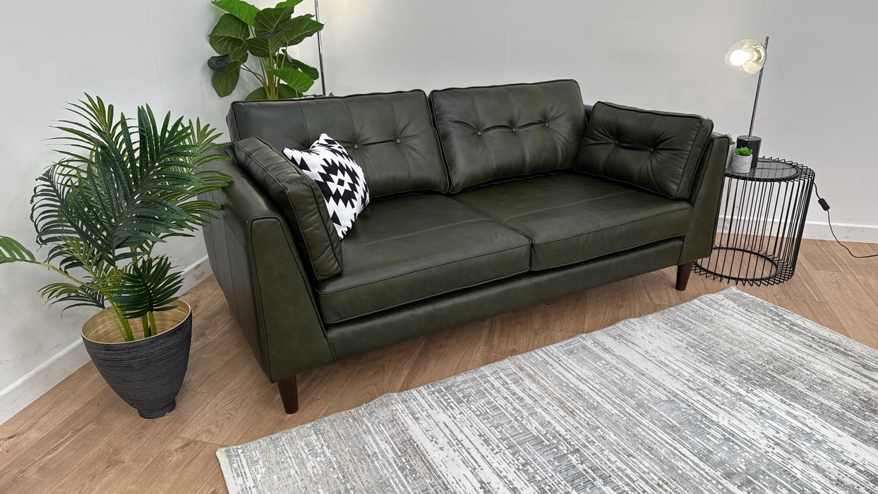 Cricket 3 Seater Sofa - Leather - Green Leather Mix