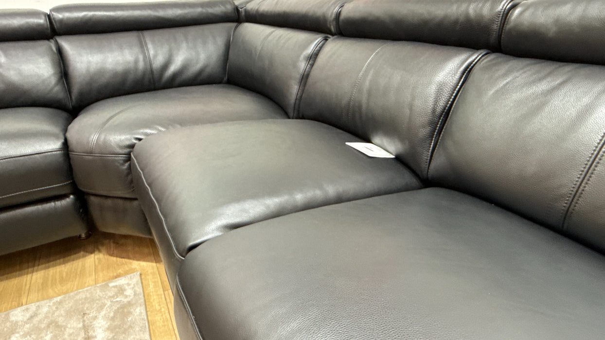 Sofology Moreno Leather 2 Corner 3 Power Recliner in Black