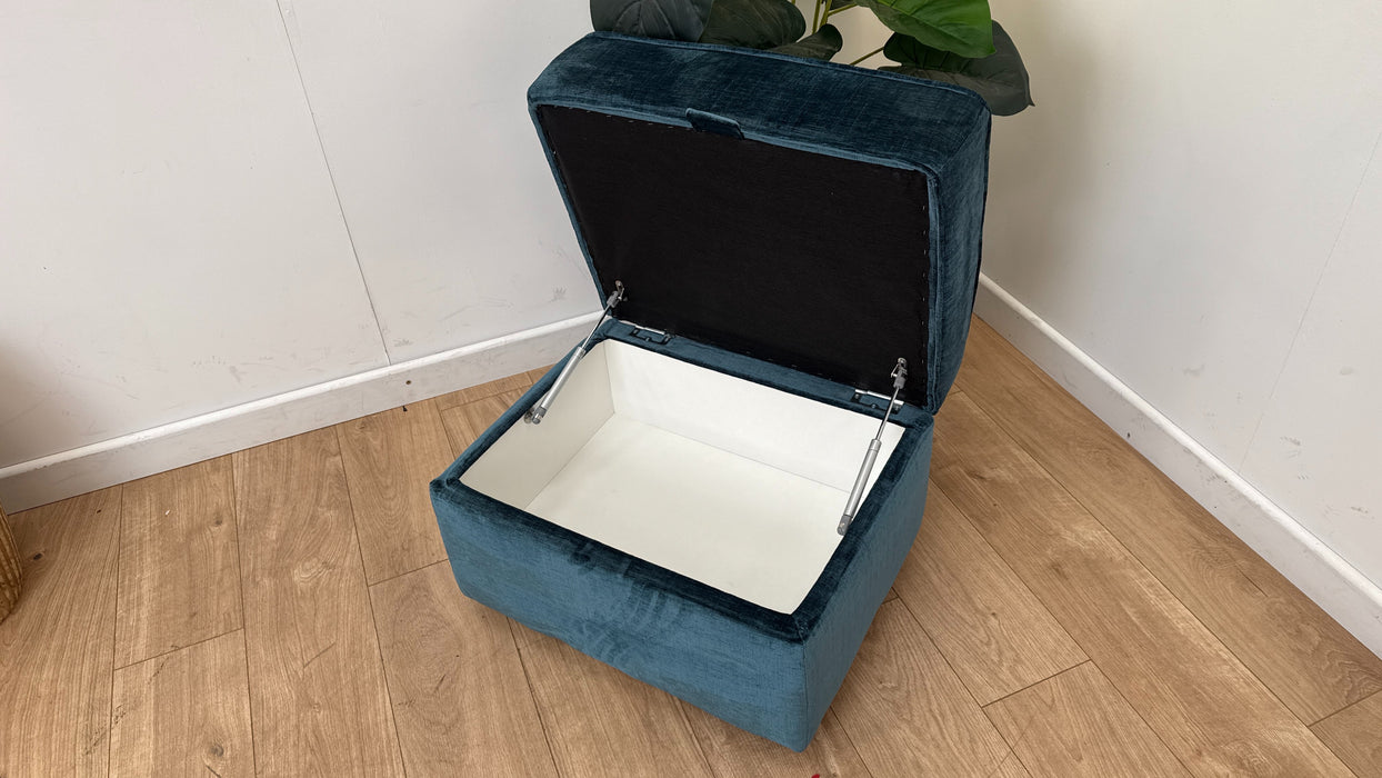 Sofology The Georgio Fabric Footstool in Luxe Chenille Teal All Over