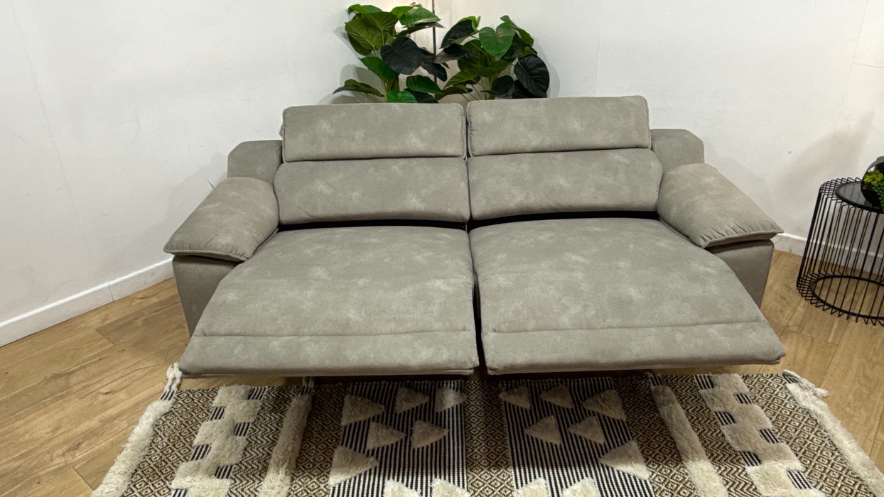 Sofology Benz Fabric 3 Seater Power Recliner/Headrest in Lifestyle Flecked Stone