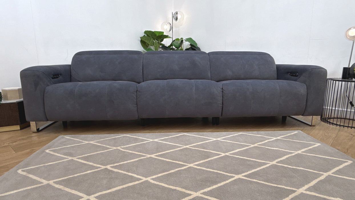Sofology Marvella Fabric 4 Seater Split Power Recliner/Headrest Heated Seats in Lifestyle Flecked Charcoal