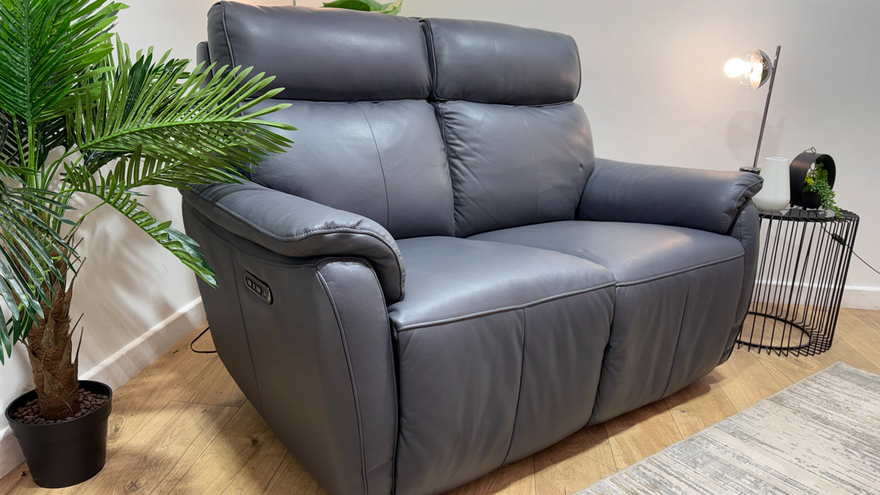 Sofology Parker Leather 2 Seater Power Recliner/Headrest in Trusty Sheen Lavendar Grey
