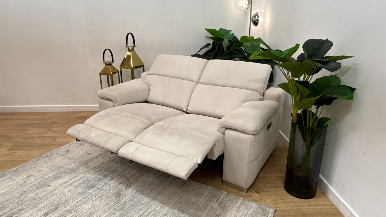 Sofology Laurence Fabric 2 Seater Power Recliner/Headrest in Toronto Beige