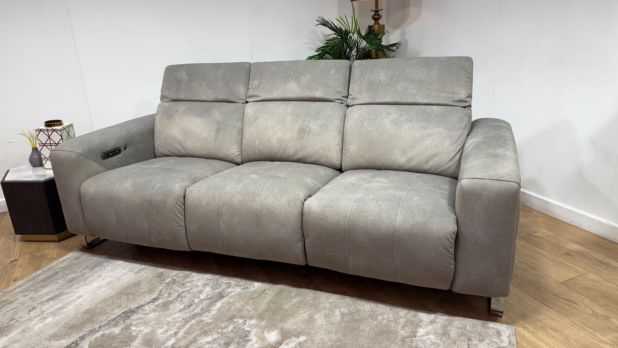 Sofology Marvella Fabric 3 Seater Power Recliner/Headrest Heated Seats in Lifestyle Nubuck Feel Stone