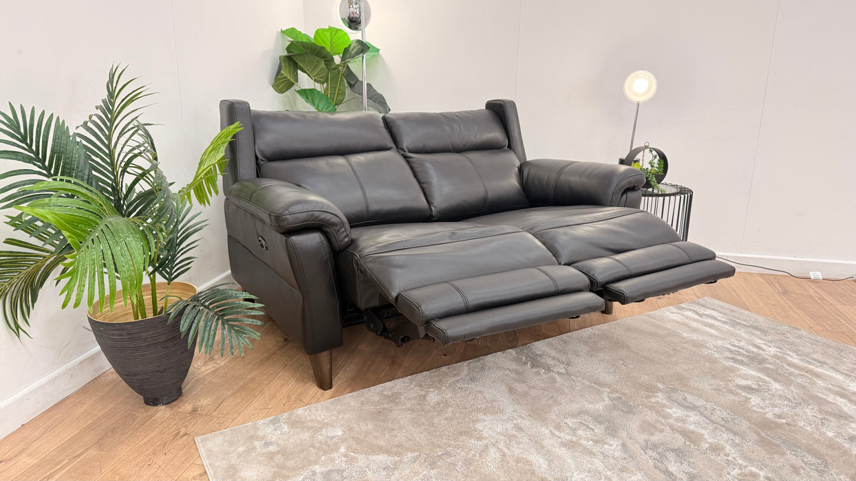 Sofology Lucca 2 Seater Leather Recliner in Trusty Sheen Black