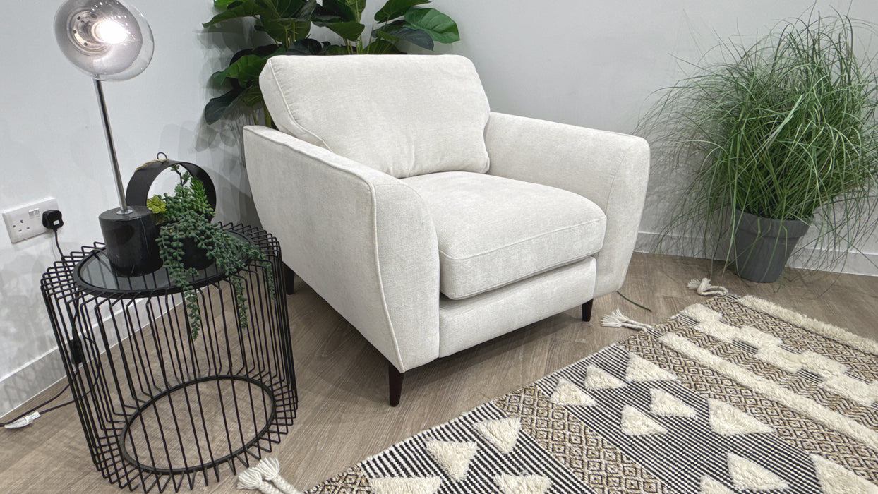 Sofology Hackney Fabric Chair Sprung Seat in Linen Look Chenille Mist Mix