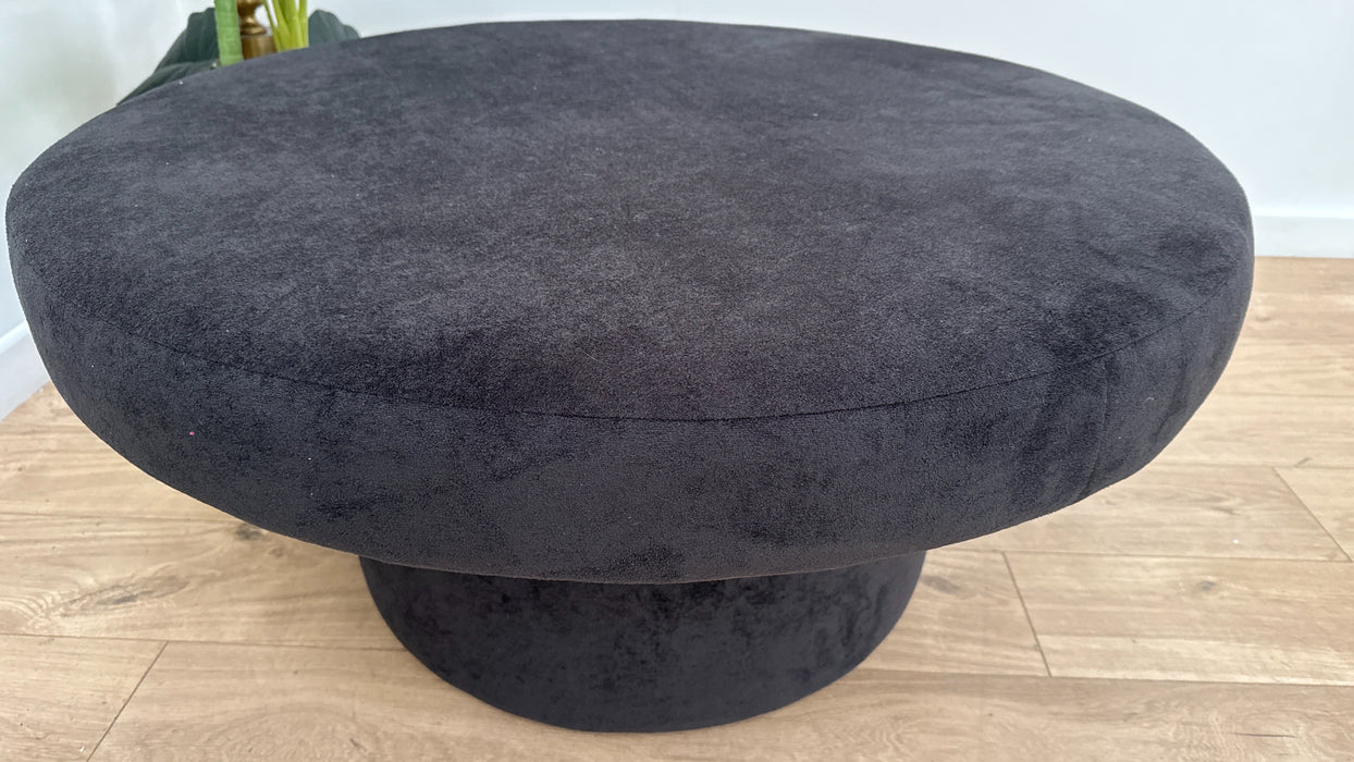 Sofology Luella Fabric Large Designer Footstool in Soft Sherpa Ebony