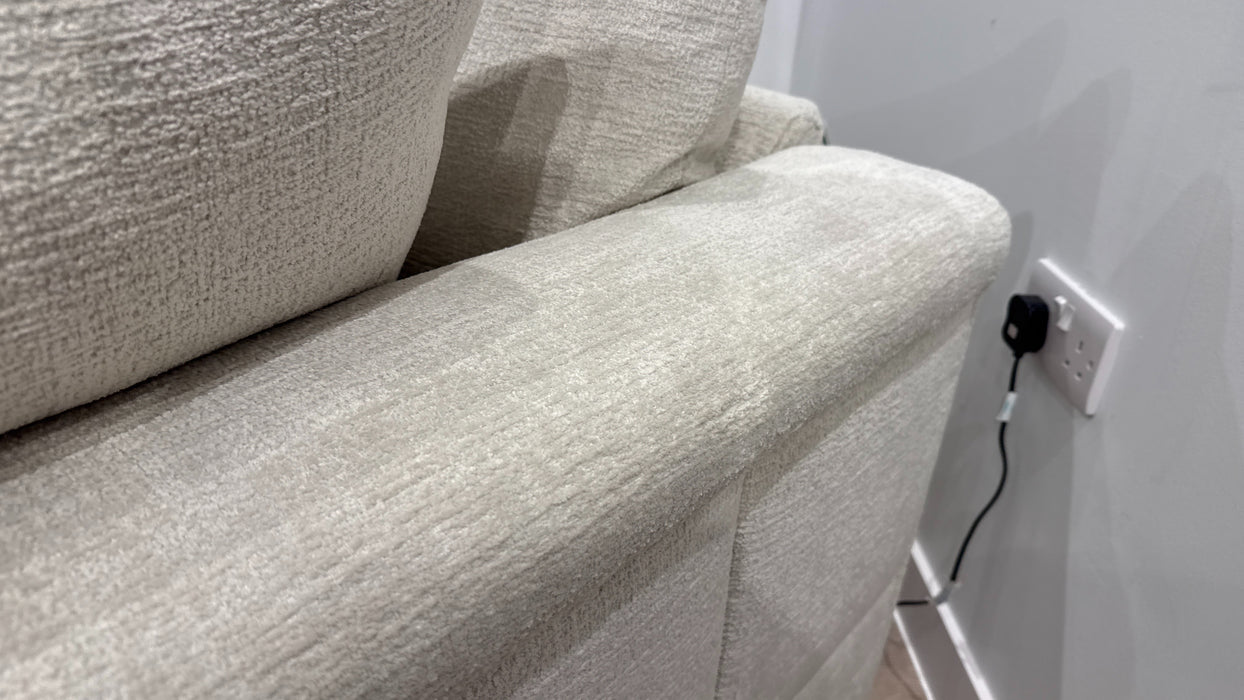 Sofology The Westwood Loveseat in Teddy Chenille Mist All Over with Gold Trim