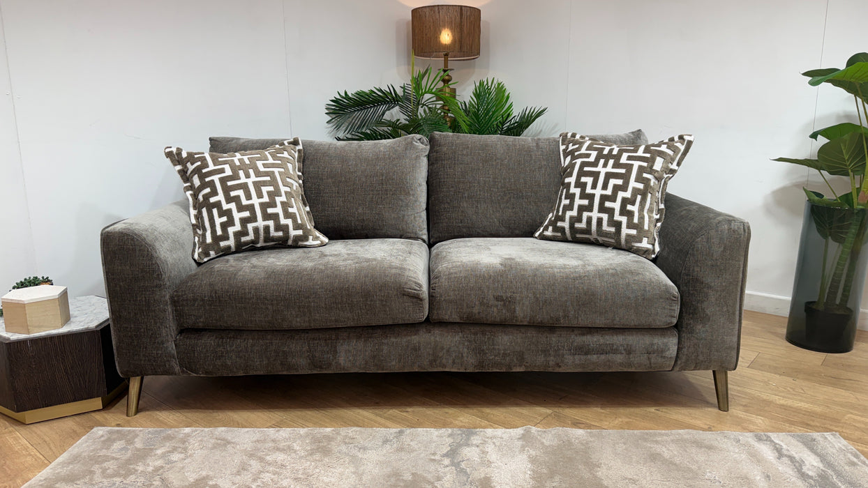 Sofology Mayfair Fabric 3 Seater Foam Seats in Luxury Chenille Truffle/Gold Mix