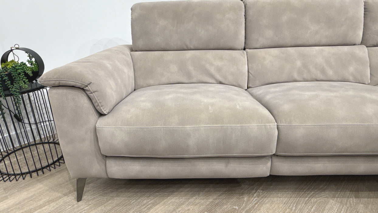 Sofology Illinois Fabric 3 Seater Chaise Power Recliner/Headrest Heated Seats in Lifestyle Mottled Marble