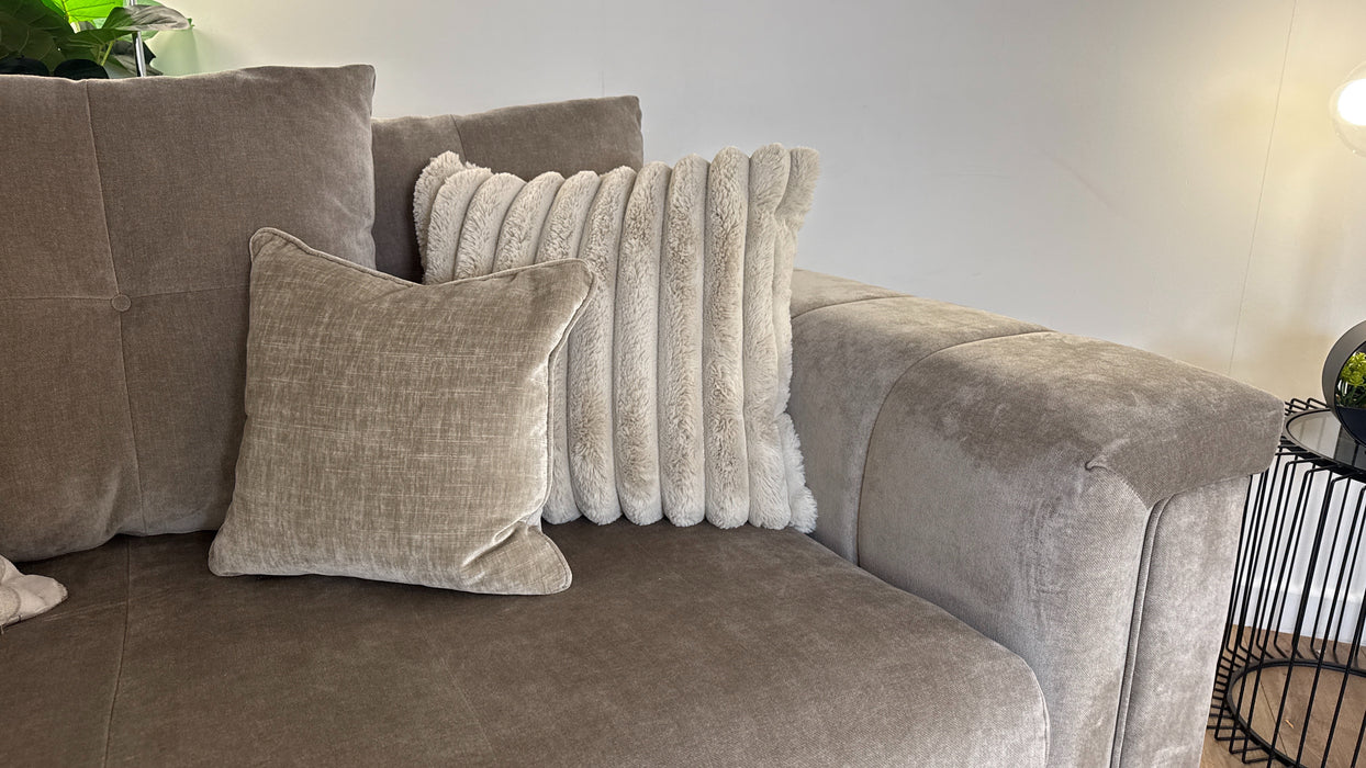 Sofology The Oscar 2 Seater Fabric Sofa in Fine Textured Chenille Stone Mix