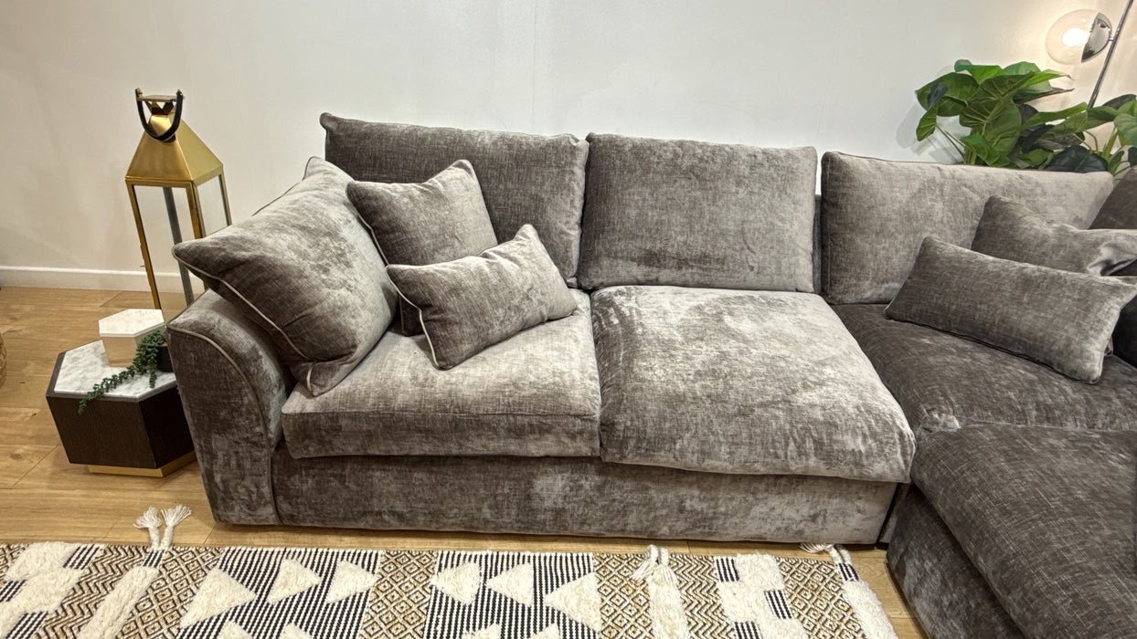 Sofology Georgio Fabric 3 Corner 1 Feather Flex Seats in Luxe Chenille Mocha Mix