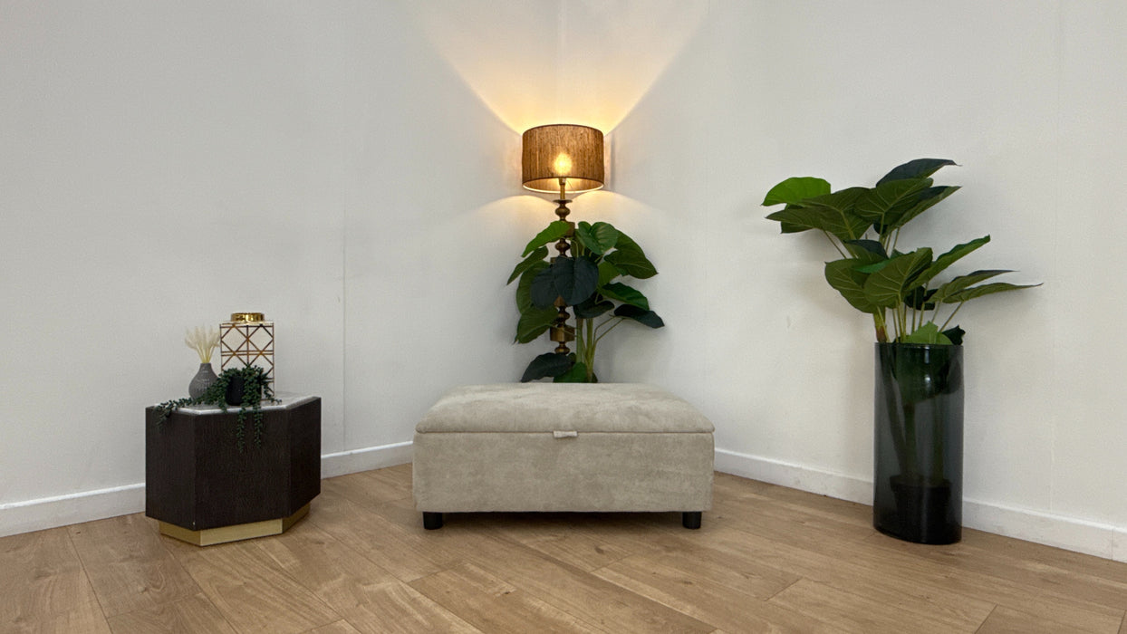 Sofology Ascot Fabric Storage Footstool in Soft Sherpa Stone