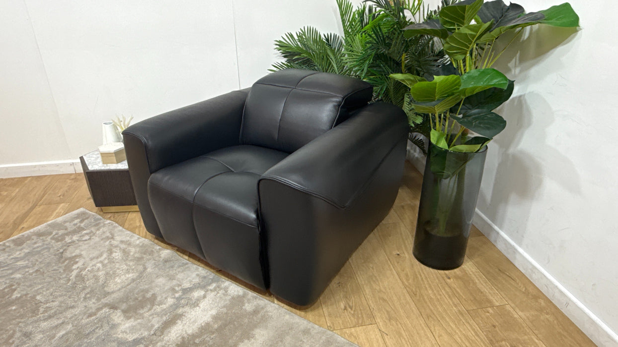 Sofology Riviera Leather Chair in Trusty Embossed Jet Black