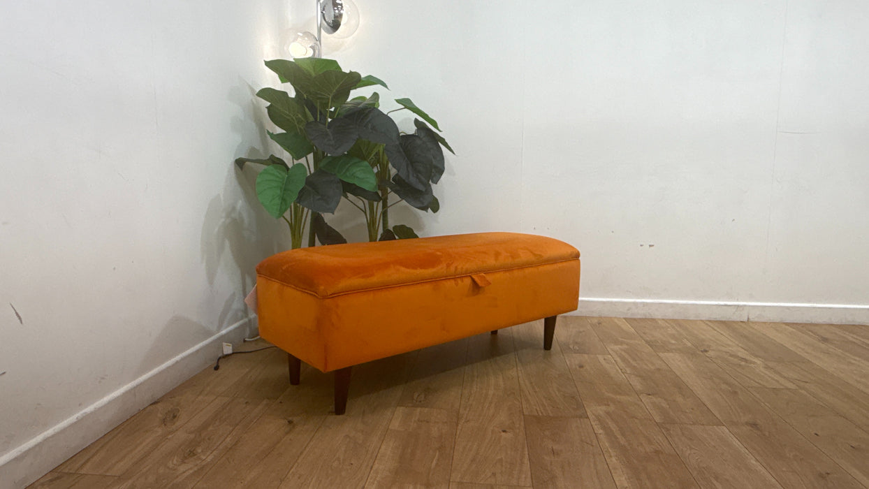 Sofology Islington Fabric Ottoman Storage Footstool in Sleek Tangerine