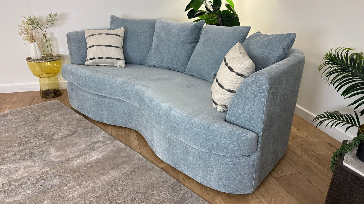 Sofology Chloe Fabric 4 Seater Pillow Back in Linen Look Chenille Sky