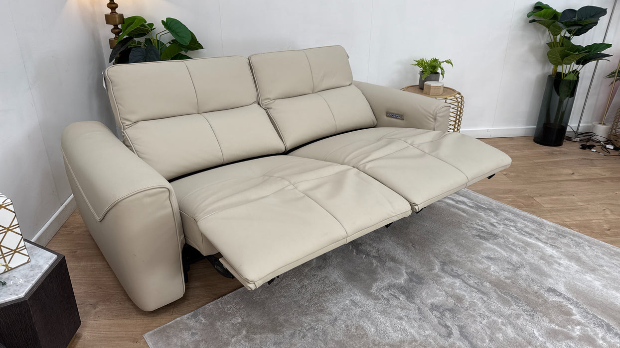 Sofology The Riviera Leather 2.5 Seater Power Recliner/Headrest in Trusty Super Matt Stone