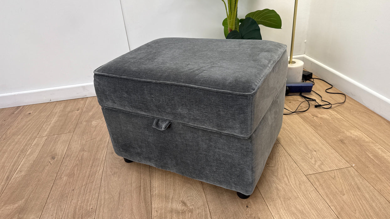 Sofology Brixton Fabric Storage Footstool in Soft Chenille Slate