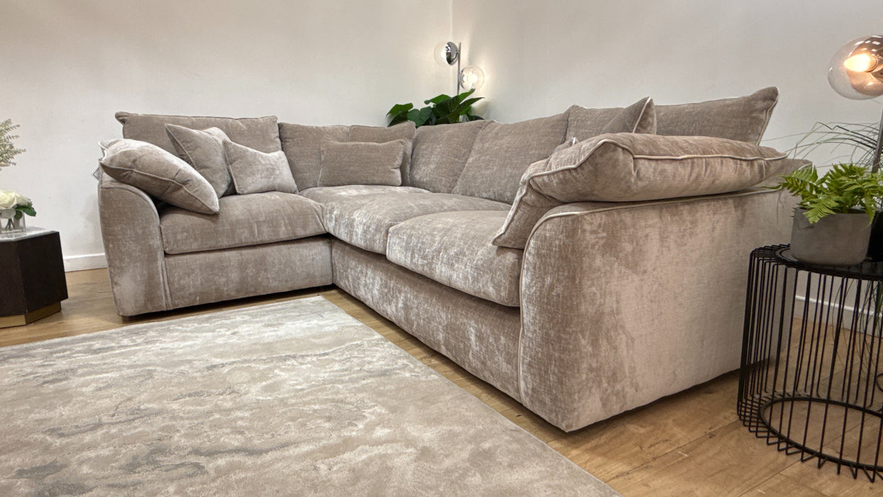 Sofology Georgio Fabric 1 Corner 3 Extra Flex Seats in Luxe Chenille Stone
