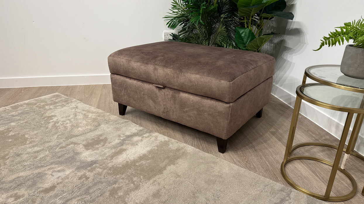 DFS Devine Self Piped Storage Footstool Devine Self Piped in Chocolate
