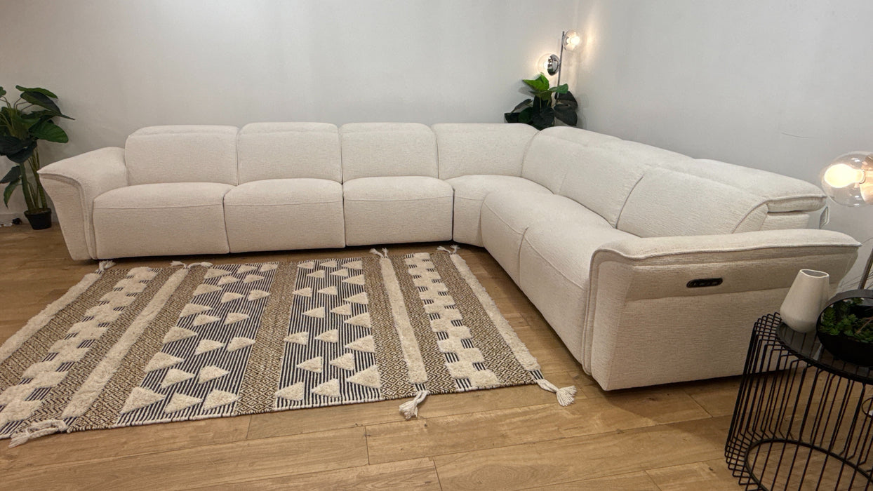 Sofology Fleur 4 Corner 3 Power Recliner  in Cloud Cool Cream