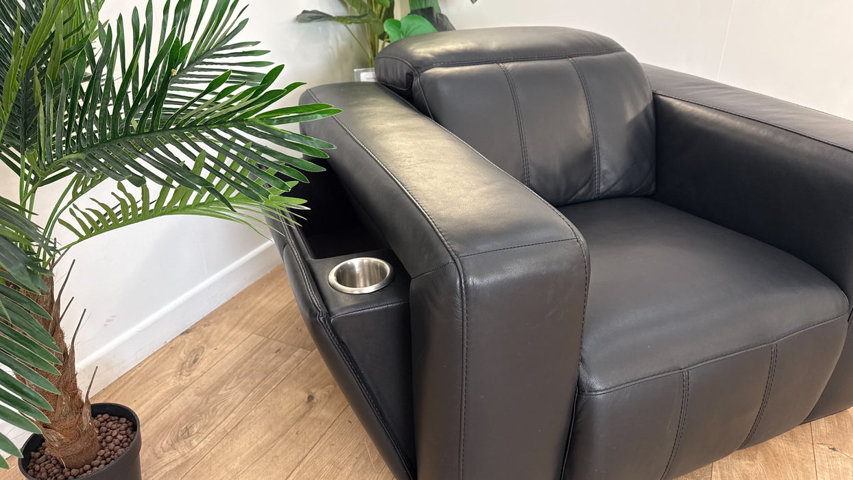 DFS Crusade Leather Recliner Chair in Black