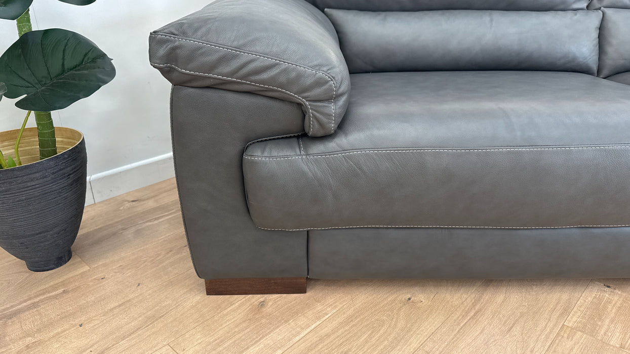 Santino 3 - Leather Sofa - Caruso Slate