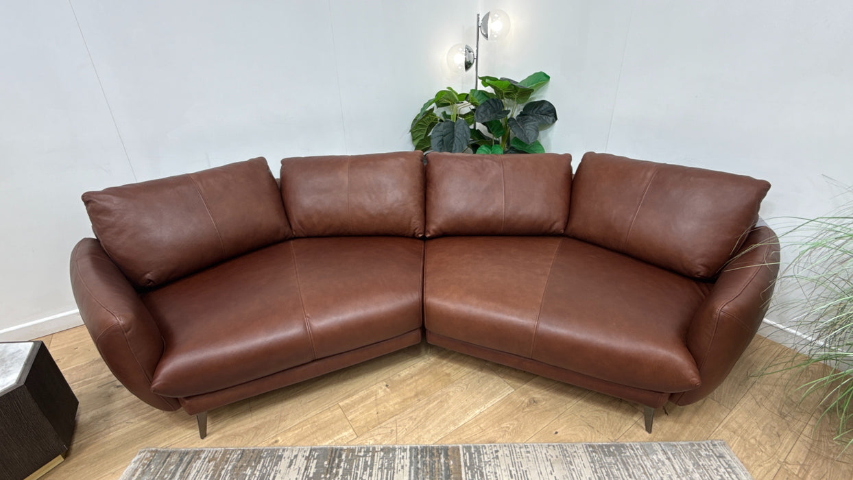 Sofology Adler Leather 4 Seater Asymmetric in Relaxed Soft Brown