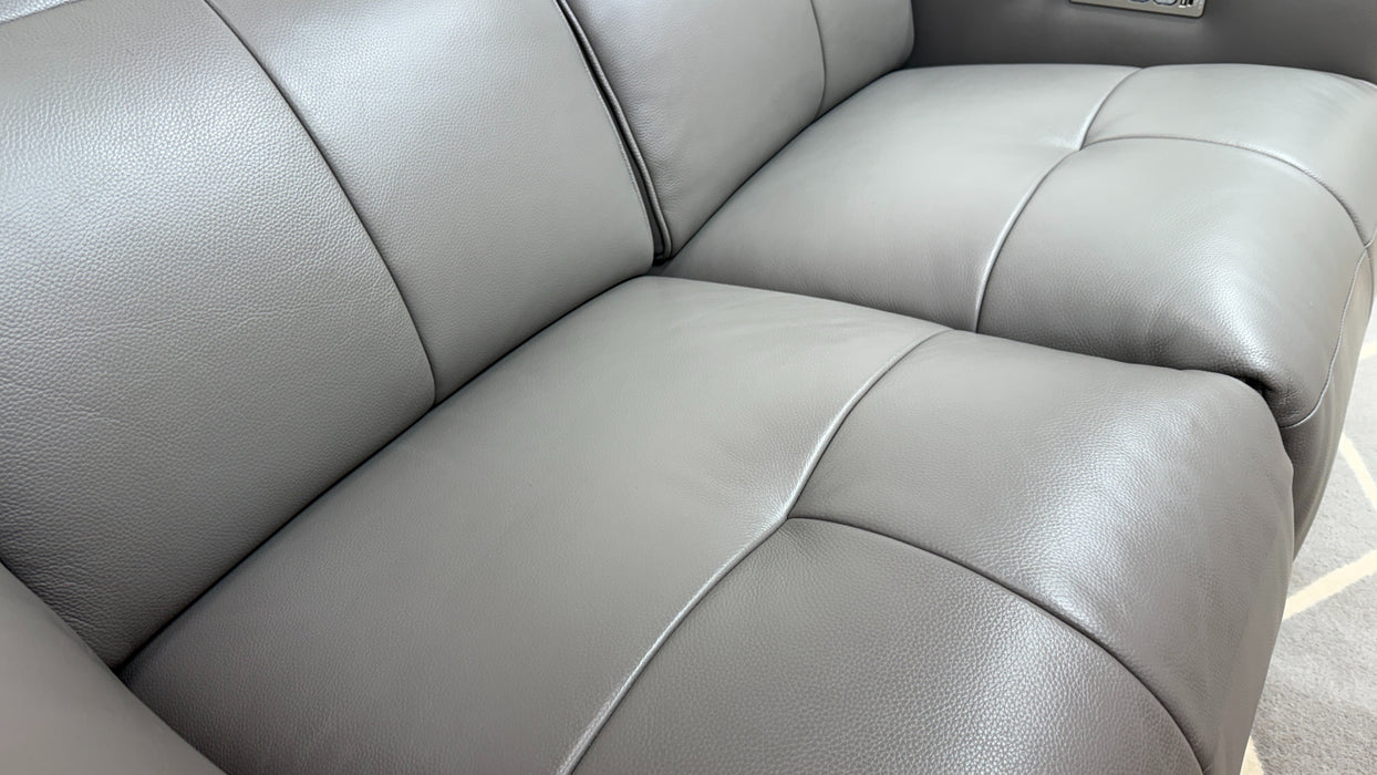Sofology Riviera Leather 2 Seater Power Recliner/Headrest Heated Seats in Trusty Embossed Elephant
