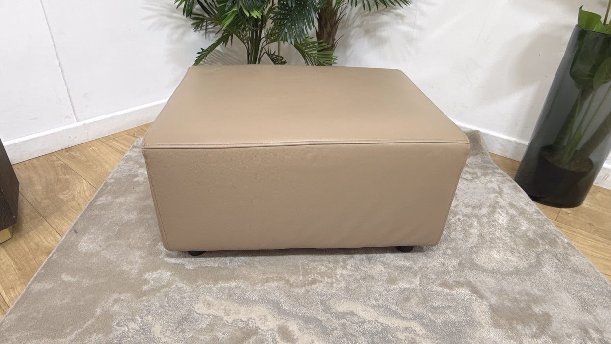 Sofology Premiere Fabric Designer Storage Footstool in Trusty Embossed Leather Mushroom