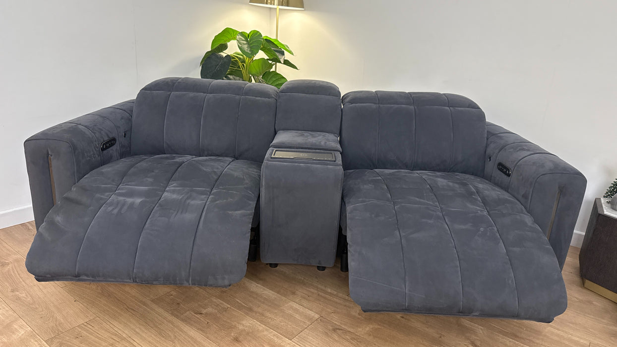 Sofology The Paramount 2.5 Seater Recliner Sofa Console in Nubuck Feel Fabric Charcoal