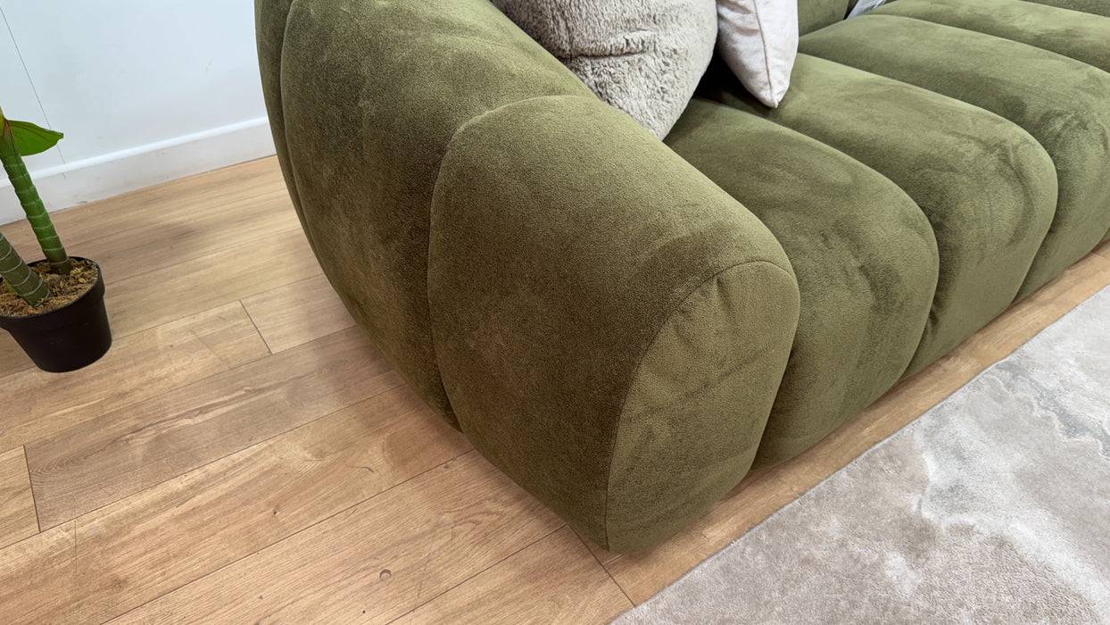 Sofology Waldorf Fabric 2 Corner 1.5 Chaise in Soft Sherpa Olive Mix