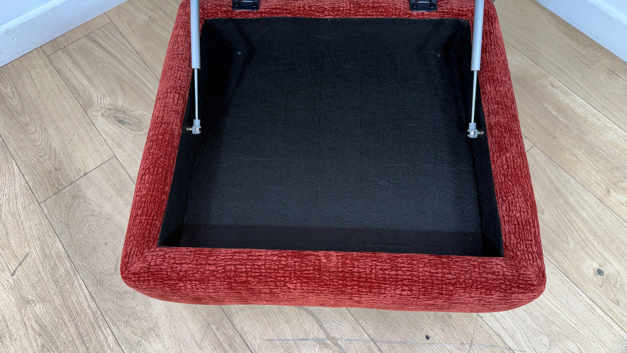 Sofology Hygge Fabric Storage Footstool in Heavy Textured Chenille Rust