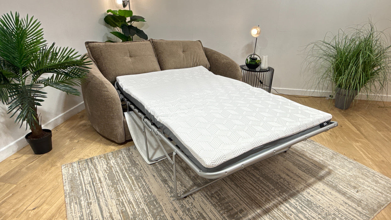 Sofology Portobello Fabric 2 Seater Sofabed Sprung Seats Hybrid Pocket Mattress in Teddy Chenille Mink Mix