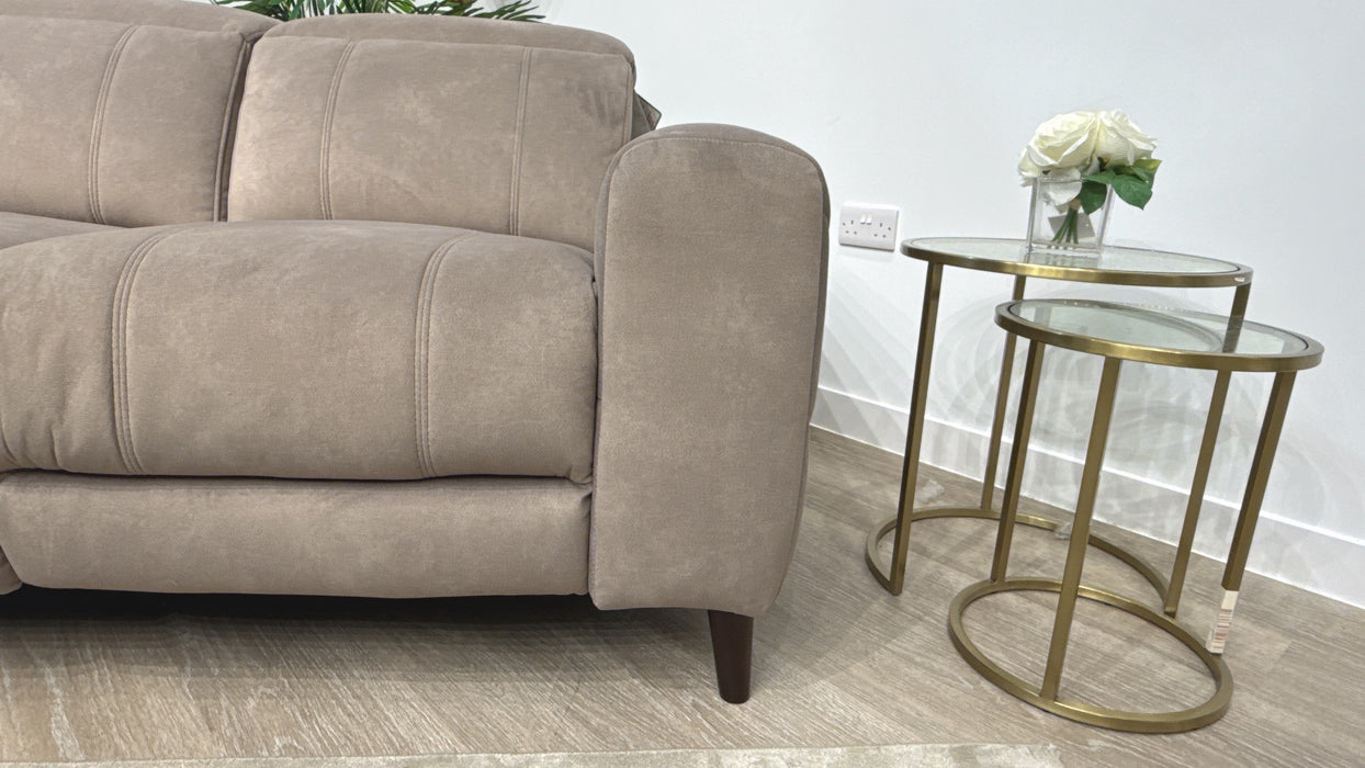 Sofology Allure Fabric 2 Seater Power Recliner/Headrest Heated Seats Lumbar Support in Lifestyle Flecked Fabric Nutmeg