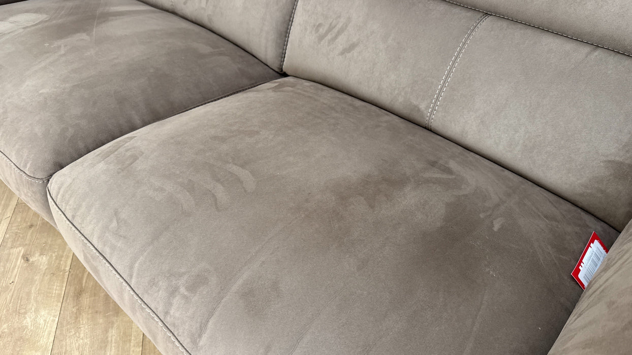 Sofology Illinois Fabric 3 Seater Power Recliner/Headrest in Lifestyle Textured Cappuccino