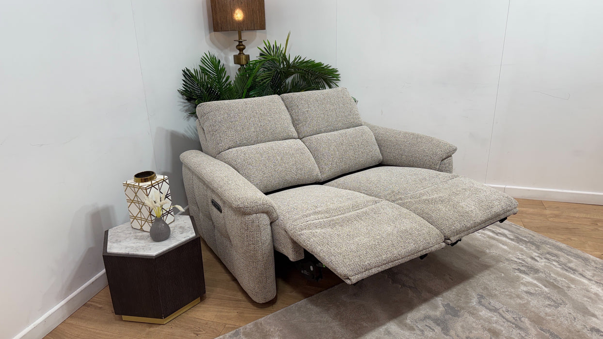 Sofology Ripley Fabric 2 Seater Power Recliner/Headrest in Woven Textured Mocha