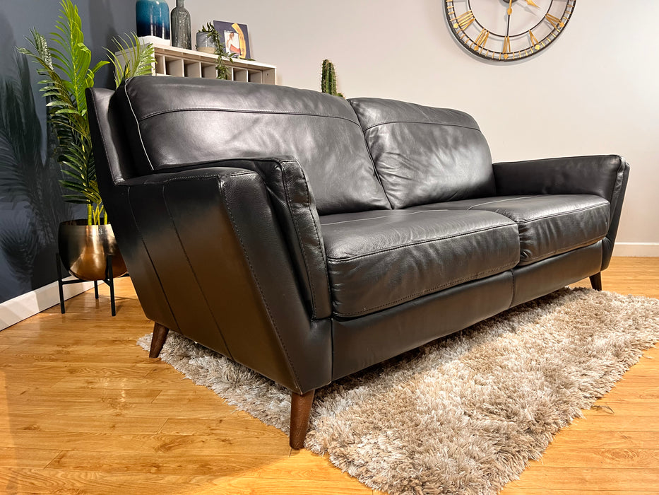 Fellini 3 Seat Leather Sofa - Hampshire Black (WA2)
