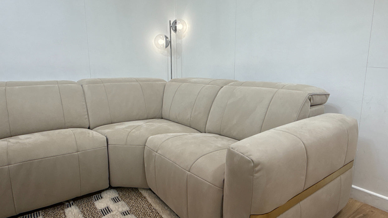 Sofology Lumiere Fabric 3 Corner 1.5 Power Recliner/Headrest in Lifestyle Nubuck Feel Stone