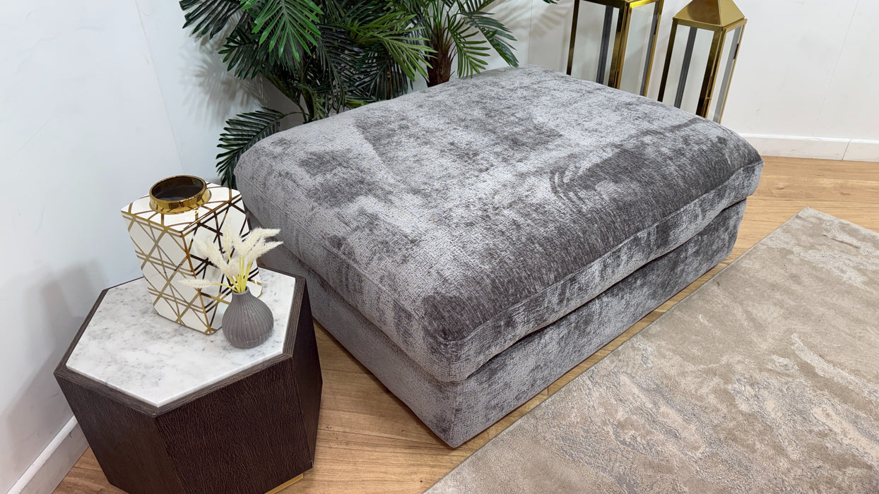 Sofology Bellagio Fabric Footstool Feather Flex Filling in Chunky Luxe Chenille Charcoal