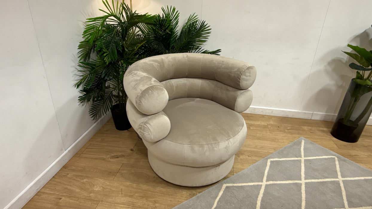 Sofology Fitzrovia Fabric Accent Swivel Chair in Matt Velvet Stone Without Trim