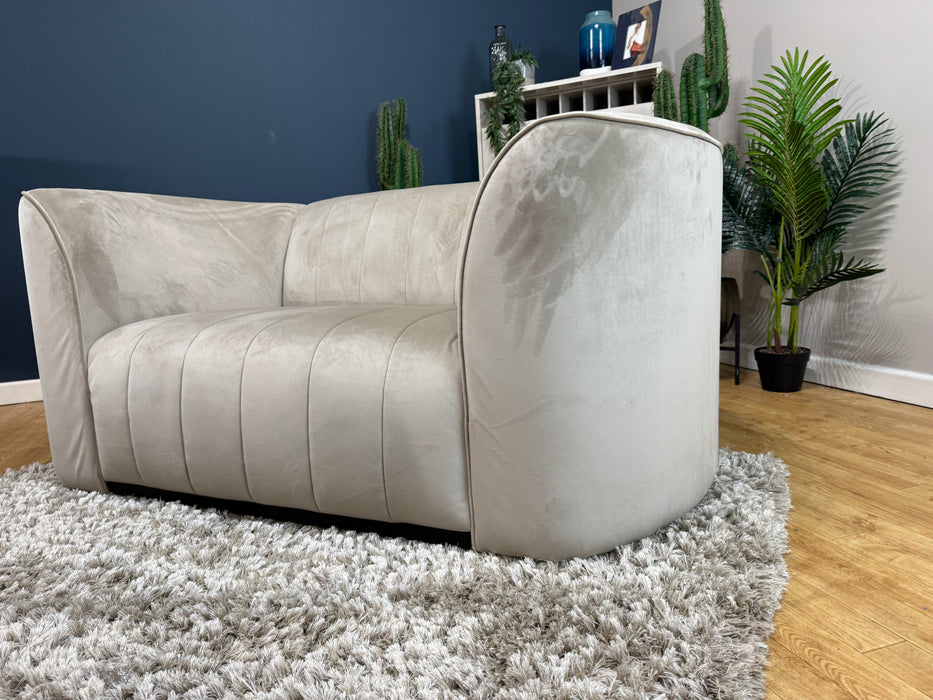 The Fitzrovia Fabric Loveseat - Matt Velvet Stone - Dark Wood Trim (WA2)