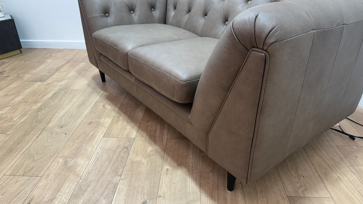 Sofology Bridgerton Leather 2 Seater in Relaxed Natural Grain Taupe Mix