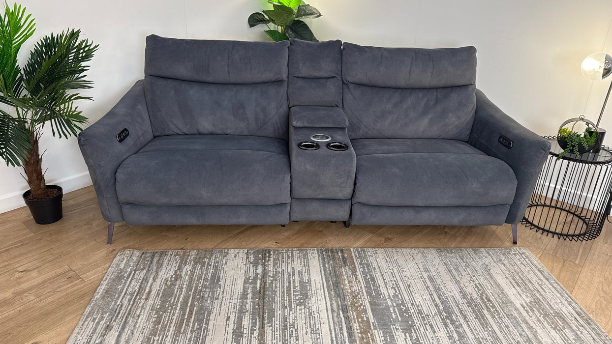 Sofology Renato 2.5 Fabric Seater Console Power Recliner in Lifestyle Flecked Charcoal