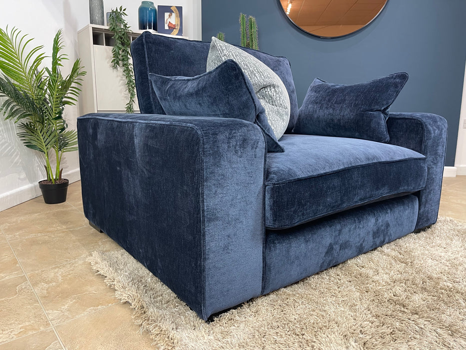 Laurent Fabric Loveseat - Deep Pile Chenille Denim Foam Seat (WA2)